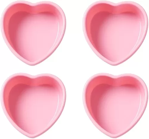 Silicone Muffin Pans Cupcake Set, 4 Inches Hearts Shaped Silicone Baking Pans Molds Nonstick Cupcake Liners Silicone Baking Cups (Pack of 4, Pink)