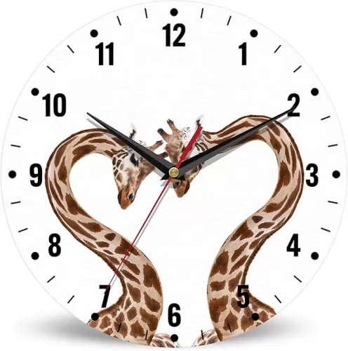SPUNKER Clock for Bedroom, Giraffes Kitchen Wall Clock, Abstract Love Heart Clocks 10 Inch Silent Non-Ticking Wall Battery Operated for Living Room Bedroom Bathroom Laundry Room Decor