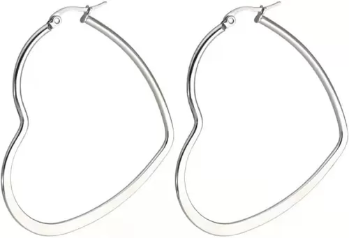 Stainless Steel Heart Hoop Earrings for Women Hypoallergenic Gold Silver Black Plated Large Simple Hollow Love Shape Metal Wire Huggie Hoop Earrings for Her Wife Mom Daughter Sister Friend Jewelry Gifts