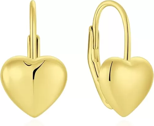 Sterling Silver Earrings Hoops Heart Huggie Hoops White Gold/Yellow Gold/Rose Gold Plated Jewelry for Women