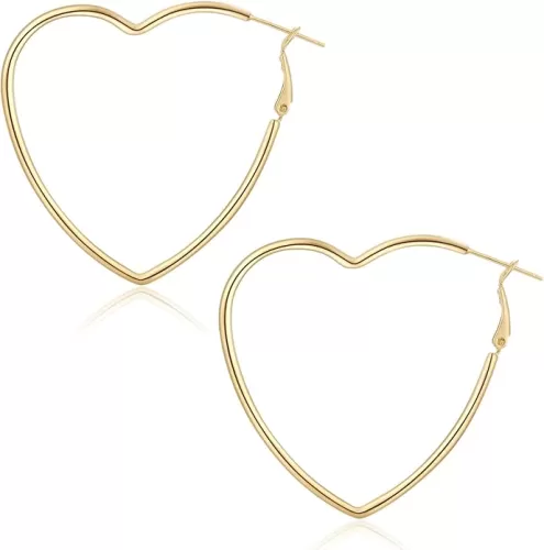 ToHeart 14k Gold Hoop Earrings Heart Hoop Earrings for Womens Sweet Love Heart Earrings