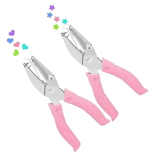 UCEC Heart+Star Hole Punchers, Hole Puncher Single, Handheld Paper Hole Punches, Heart Star Hole Punch 1/4" Metal Hole Punch Tool with Soft-Handled for Clothing Ticket DIY Craft Tags Scrapbook Tool