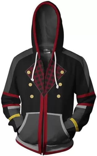 Unisex Game Kingdom 3D Sweatshirt Hearts Sora Riku Kairi Cosplay Zipper Hoodies Casual Jacket Outfit