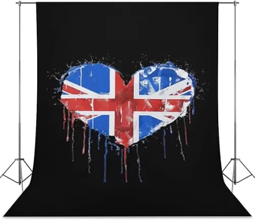 United Kingdom UK Flag Heart Funny Photography Backdrop Cloth Custom Photo Background Curtain for Photo Video Studio