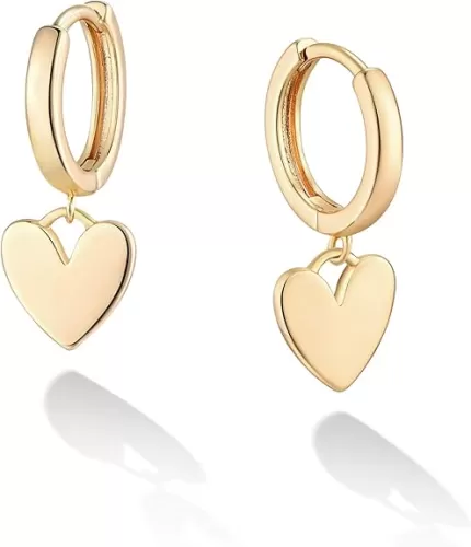 VACRONA Gold Heart Hoop Earrings Huggie Earrings for Women 14k Gold Plated Small Hoops Earrings