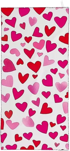 Valentine's Day Pink Hearts Fluffy Oversized Beach Towels 32x64 Inch, Soft Thick Microfiber Bath Towels Absorbent Quick Dry for Kids, Men, Women, Girls