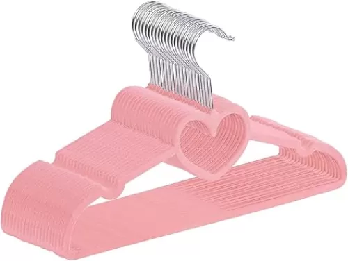 Velvet Hangers 20 Pack, 16" Non Slip Adult Hangers, 360 Degree Swivel-Hook, Ultra Slim Clothes Felt Hanger Space Saving, Durable & Cute for Coats, Jacket, Shirts, Dress (Velvet, Heart)