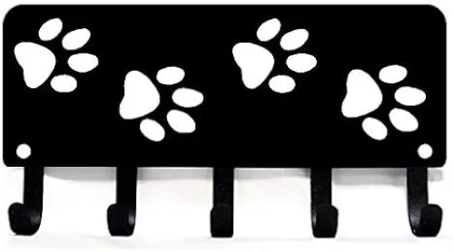 Walking Paws Key Rack Hanger & Dog Leash Organizer - Large 9 inch Wide - Made in USA Gifts for Dog Lovers