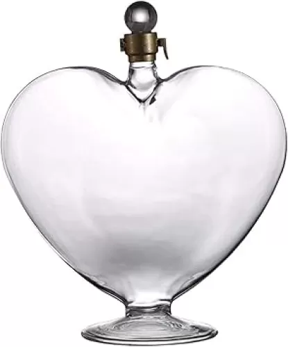 Wine Decanter Set Glass Decanter Whiskey Decanter Heart-Shaped Decanter 1000Ml Water Dispenser Bottle Glass Whiskey Hand-Blown Lead-Free Crystal Glass 1026(Color:Default)