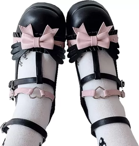 Women's Mary Jane Shoes Lolita Round Toe Block Heels Gothic Sweet Heart Floral Oxfords Ankle T-Strap Platform Dress Shoes Classic Gothic Pumps
