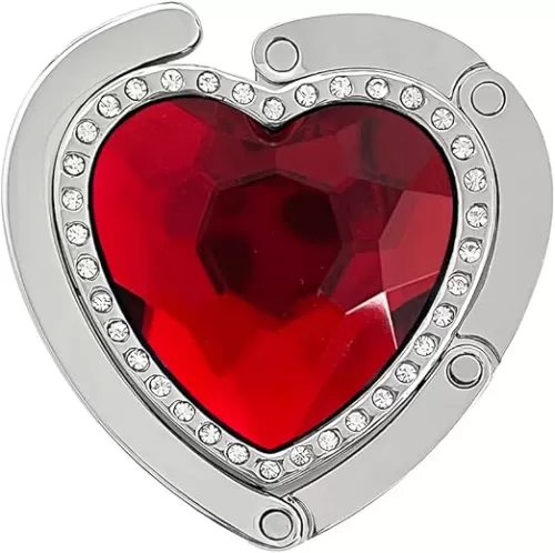 Wrapables Heart Shaped Purse Hook Hanger with Rhinestones