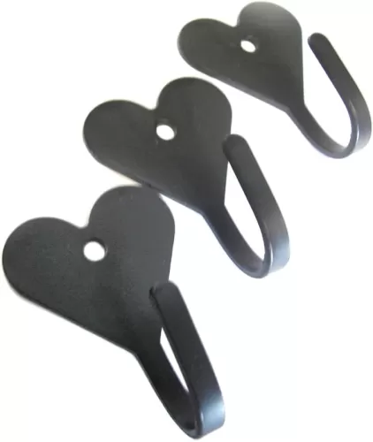 Wrought Iron Hook-Heart Shaped-Lot of 3-Hand Made