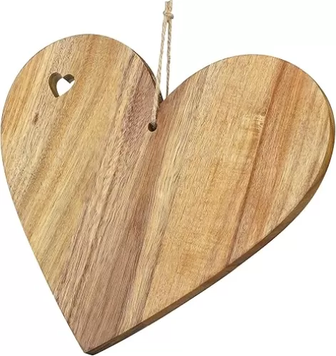 13.7 x 11.8 Inch Valentine's Day Heart Shaped Wood Cutting Board Wooden Serving Board Decorative Serving Platters Wood Heart Chopping and Serving Charcuterie Board for Meat Cheese