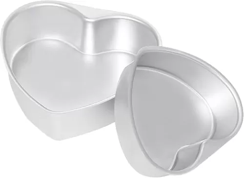 2 Pack Heart Shaped Cake Pans, 6 & 8 Inch Heart Baking Pan Aluminum Cake Tins, Nonstick Cake Mold for Weddings Birthday Party
