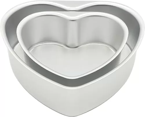 2 PACK Heart Shaped Cake Pans, Heart Shape Cake Tin Set, Includes 6 inch and 8 inch Baking Cake Mold with Removable Bottom for Wedding Party Birthdays