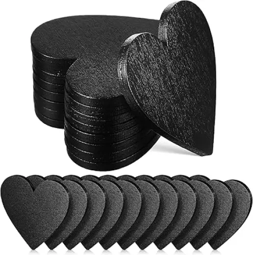 20pcs Heart Chalkboards Sign, Wooden Blackboard Wordpad Message Board, Heart Shaped Mini Chalkboard Decorative Labels Tags for Wedding Birthday Party Garden Decor