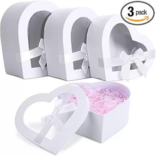 3 Sets Valentines Heart Shaped Boxes for Flowers Mother