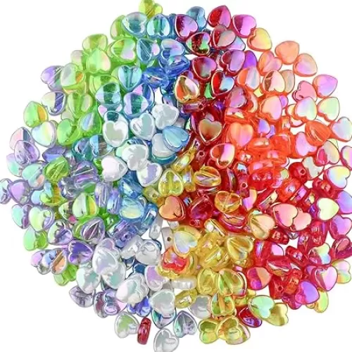 300 Pcs Acrylic Heart Shape Beads for Jewelry Making Craft DIY - Colorful Loose Beads for Bracelet Necklace Earrings - Small Hole Spacer Beads Mini Charms (8 Colors)