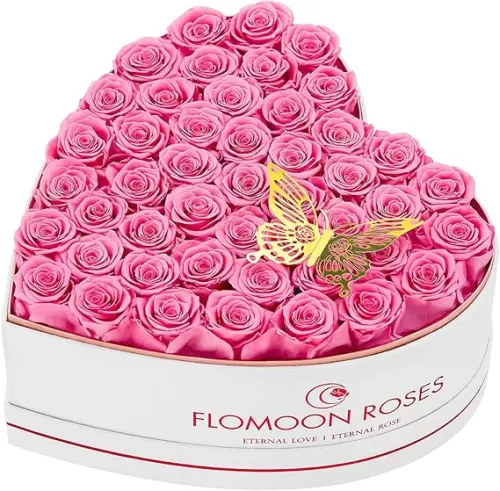 47-Piece Forever Flowers in Heart Shape Box, Mother