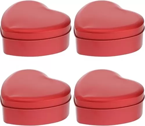 4pcs Heart Shaped Wedding Favor Boxes Metal Tins with Lids Empty Tin Box Containers Wedding Candy Boxes