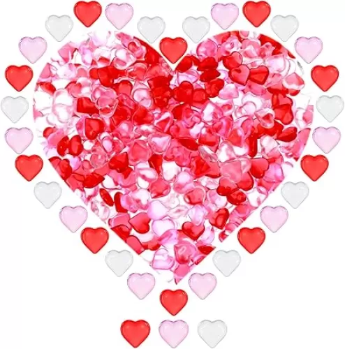 500PCS Acrylic Heart Shape Beads, Red Pink Transparent Heart Shape Decorative Vase Filler for Desktop Home Decor Valentine's Day Decoration