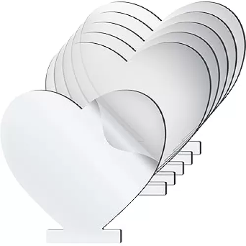 6 Pieces 2 mm Acrylic Sheet Transparent LED Film for LED Light Base Thick Clear Screen with Protective Film Acrylic Blanks for Galentine's Day Table Signs DIY Display Craft(Heart)