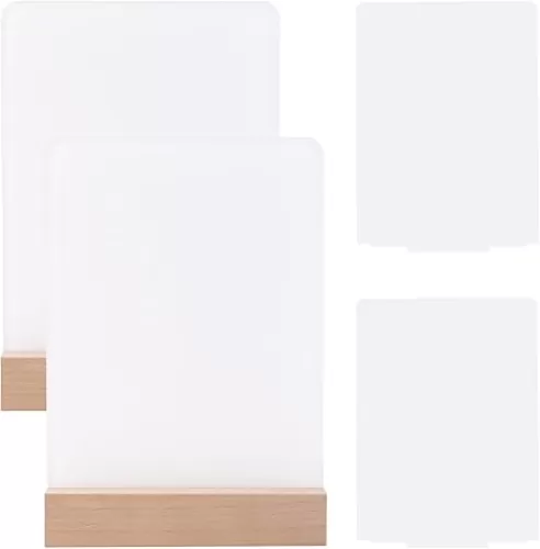 6" x 8"- 4 pcs Acrylic 2 pcs Frame Sublimation LED Acrylic Photo Frames Night Lights Blanks Heart Shape, with Warm Color Light with Wood Stand for Heat Press Machine Printing