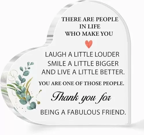 Acrylic Heart Sign Friendship Gift for Woman Bestie Coworker Birthday Going Away Retirement, Thank You For Being a Fabulous Friend Sign Plaque Desk Decor A539