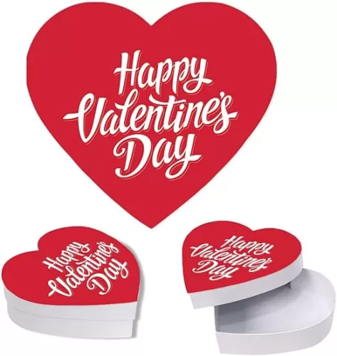 Andaz Press Valentine's Day Heart Shaped Box With Lid, Heart Shaped Box For Strawberries Treats Sweets Candy Flowers Roses Lingerie Jewelry Chocolates Tacos, Food Safe, 8X6, 1-Pack Valentines Box