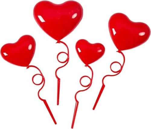 BinaryABC Red Heart Cake Topper Cake Picks, Valentine's Day Cake Decoration, Valentine Day Party Supplies, 20Pcs