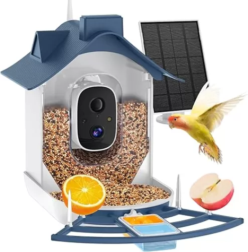 Bird Feeder with Camera, 4K HD AI Identify Bird's Species Camera, Outdoor Adjustable Solar Smart Birds Feeder, Auto Capture Birds Videos & Notify, Ideal Present for Bird Lover