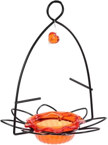 Birds Choice OFF Oriole Flower-Shaped Feeder w/Heart Ornament, Oriole Nectar & Jelly Feeder, 3oz Capacity, Orange