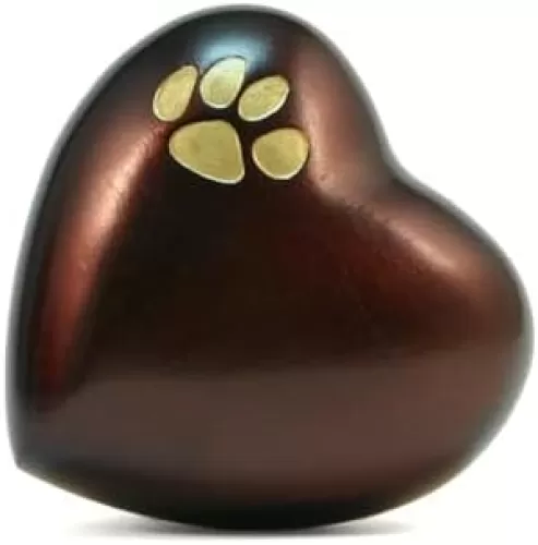 Brown High Gloss Pet Paw Heart Keepsake