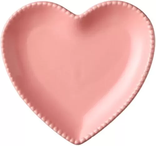 Cabilock Pink Heart-Shaped Ceramic Dessert Plate - 6.88 X 6.69 X 0.98 Inch Serving Tray for Fruits, Salads, Snacks, and Breakfast, Microwave and Dishwasher Safe, Ideal for Home Use and Entertaining