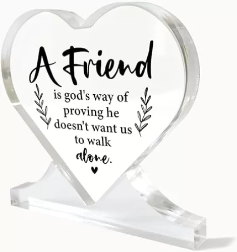 Christian Gifts for Friends Women, Coworker Gifts for Women, Crystal Table Wedding Centerpieces Decor, Women Religious Gifts, Heart-Shaped Acrylic Sign, Acrylic Table Centerpieces