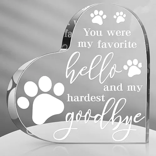 Chunful PET Memorial Gift Dog Sympathy Gift for Loss Bereavement Crystal Acrylic Heart Decor Remembrance Cat Memorial Crystal Acrylic Heart Condolence for Loss of Loved One