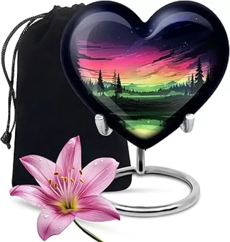 Clouds Heart Cremation Urns For Human Ashes, Large Urn For Ashes Adult Male, Urns For Human Ashes Adult Female, Urns For Human Ashes, urn For Ashes For Women, Heart Shaped Box 8 Inch Velvet Bag
