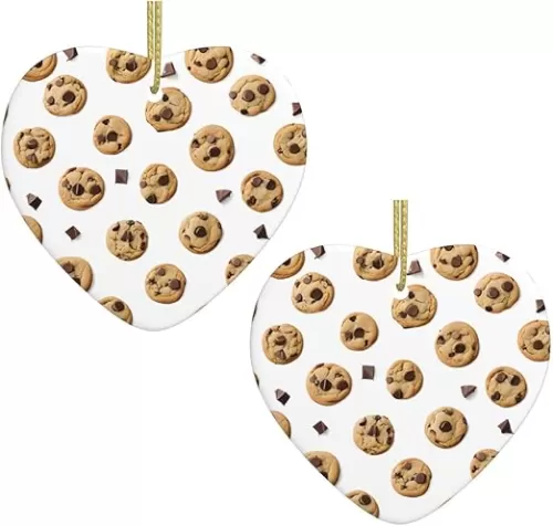 Cookies Food Chocolate Chip Biscuits Ceramic Heart-Shaped Pendant Adds A Romantic Atmosphere to Festivals