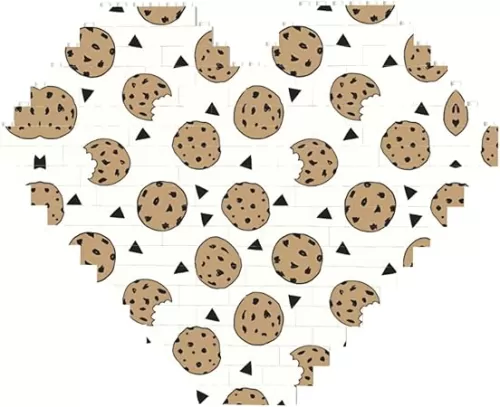 Cookies Food Chocolate Chip Biscuits Print Building Brick Block Puzzle - Heart Shaped Picture Puzzles, Wooden Picture Jigsaw Puzzles Set