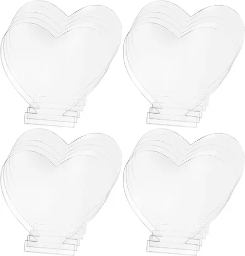 CraftyBook Heart Shaped Acrylic Boards 4 Piece Set - 5x7in Customizable Double Sided Clear Acrylic Thin Plexiglass Sheets