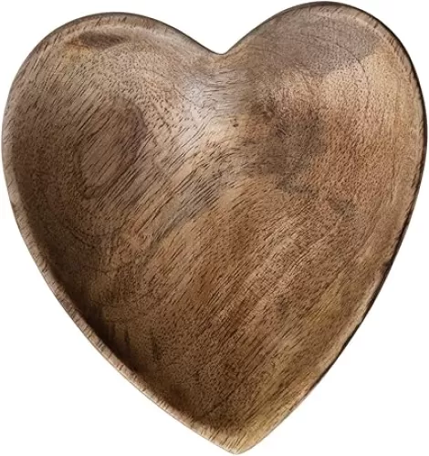 Creative Co-Op Wood Heart Shaped Tray, Natural