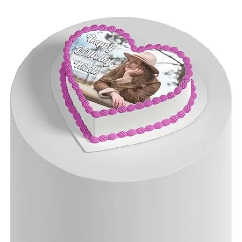 Custom Edible heart shaped photo cake pictures frosting Print my graduation wedding birthday images sugar (9 Inch)