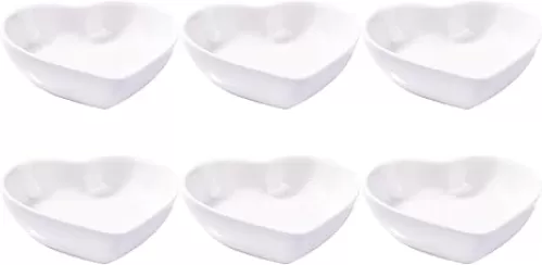 Cute Sauce Dishes Porcelain Sushi Dish Set of 6 Ceramic Dipping Cups for Part White Love Heart Shaped