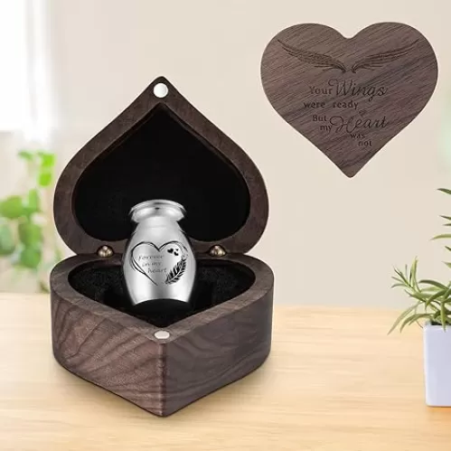 Dletay Small Urns for Human Ashes Keepsake Heart Shaped Box Mini Cremation Urns for Women Men 1.2 Inches Memorial Funeral Urn-Forever in My Heart