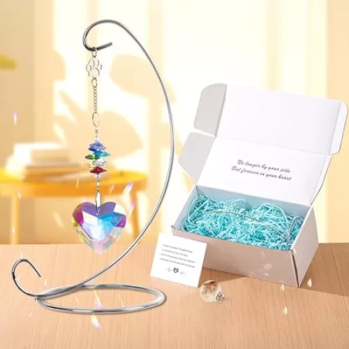 Dog Memorial Suncatcher Gifts for Loss of Dog and Cat Pet Bereavement Remembrance Gifts with Suncatcher Pet Ash Hair Memorial Bottle Sympathy Card (Heart Shape)