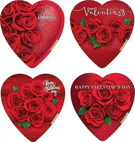 Elmer Chocolate Valentine's Day Rose Bouquet Design Heart Shaped, 6 Ounce Chocolate Gift Box