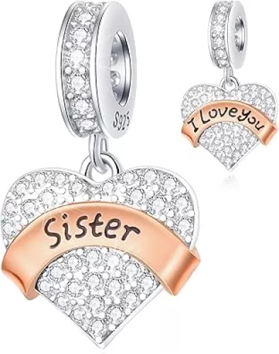 EMOSTAR Family Charms, 925 Sterling Silver Mother Father Daughter Son Sister Brother Godmother Nana Grandma Husband Wife Aunt Niece Cousin Uncle Best Friends, I Love You Dangle, fit European Bracelet