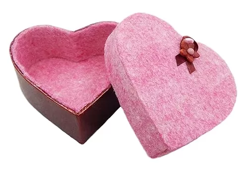 Empty Pink Heart Box for 3 Art Glass Chocolates