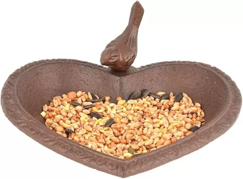Esschert Design FB362 Birdbath Heart Shape Cast Iron
