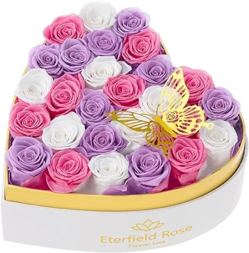 Eterfield 27-Piece Forever Flowers in Heart Shape Box, Mother
